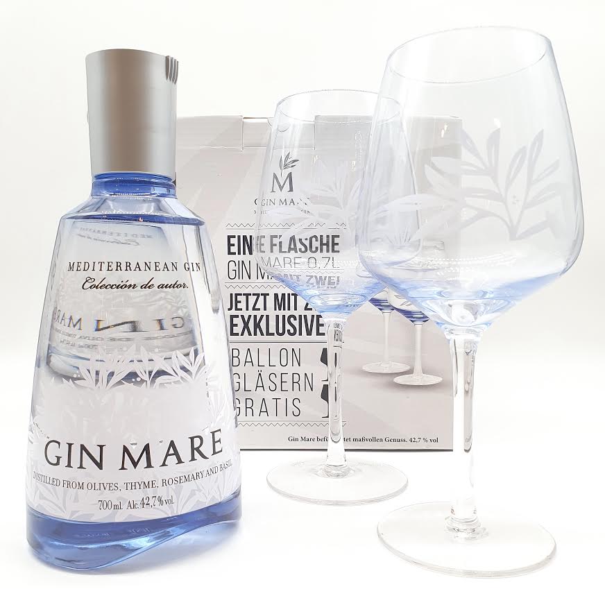 Gin Mare 70cl Gift Box with 2 glasses