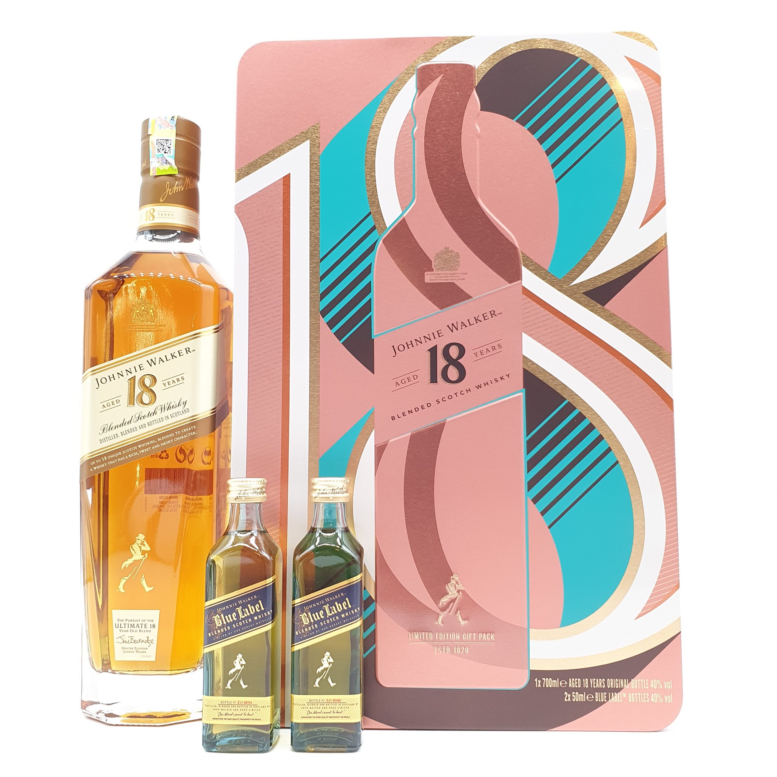 Johnnie Walker 18 Year Old & 2 Blue Label Miniatures Gift Set